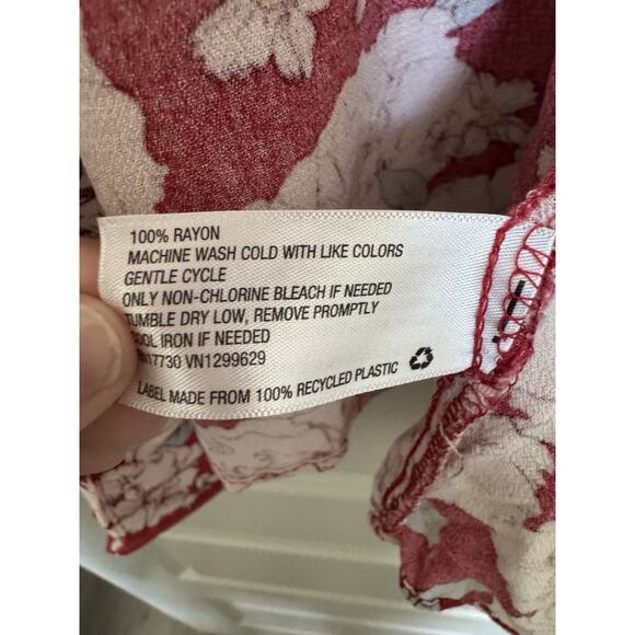 6 for $20 Knox Rose Women's Red Floral Boho 3/4 Sleeve Open Front Kimono M/L - Picture 5 of 5